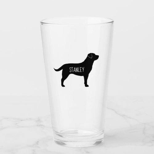 Black Labrador Retriever Silhouette Personalized Glass