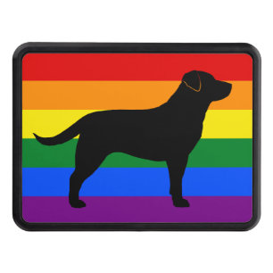 Black Labrador Retriever Silhouette Rainbow Flag Hitch Cover