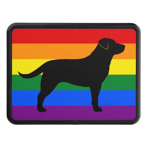 Black Labrador Retriever Silhouette Rainbow Flag Hitch Cover