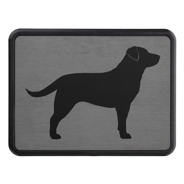 Black Labrador Retriever Silhouette Trailer Hitch Cover (Front)