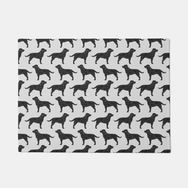 Black Labrador Retriever Silhouettes Dogs Pattern Doormat (Front)