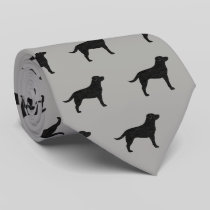 Black Labrador Retriever Silhouettes Pattern Grey Tie