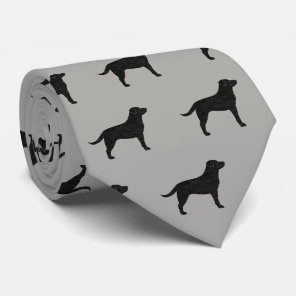 Black Labrador Retriever Silhouettes Pattern Grey Tie