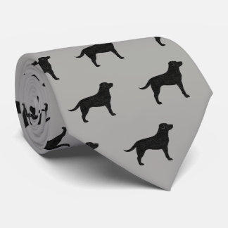 Black Labrador Retriever Silhouettes Pattern Grey Tie