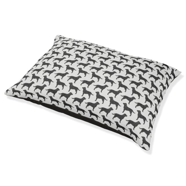Black Labrador Retriever Silhouettes Pattern Pet Bed (Angled)