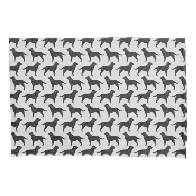 Black Labrador Retriever Silhouettes Pattern Pillowcase (Front)