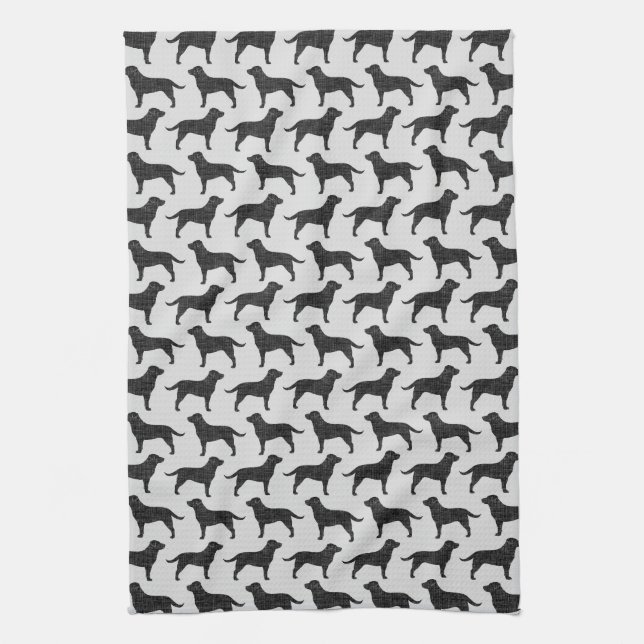 Black Labrador Retriever Silhouettes Pattern Towel (Vertical)