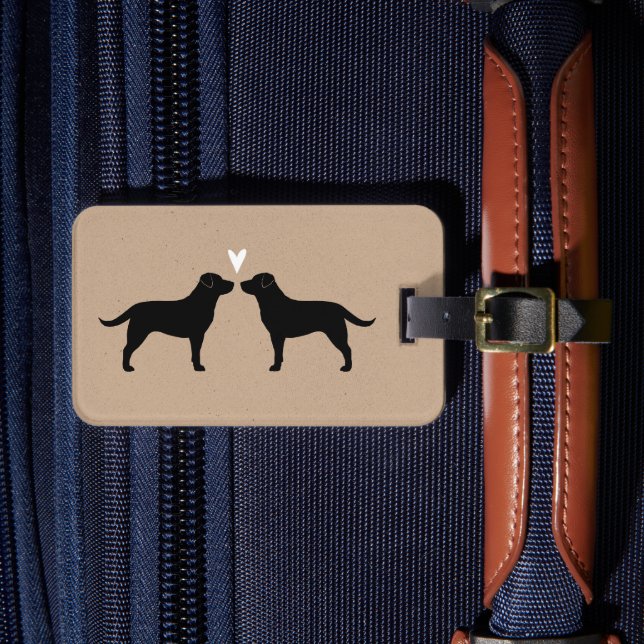 Black Labrador Retriever Silhouettes with Heart Luggage Tag (Front Insitu 4)