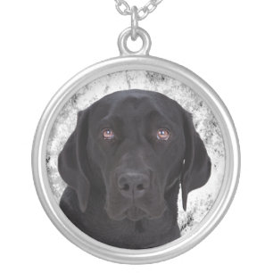 Black Labrador Retriever Silver Plated Necklace