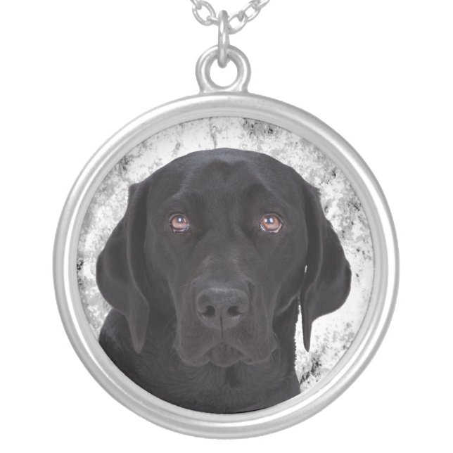 Black Labrador Retriever Silver Plated Necklace (Front)