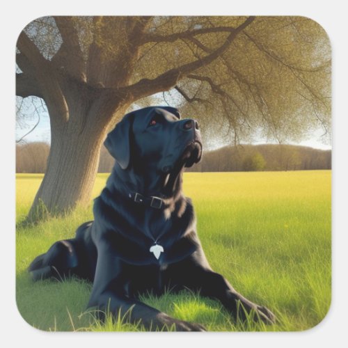 Black Labrador Retriever Square Sticker