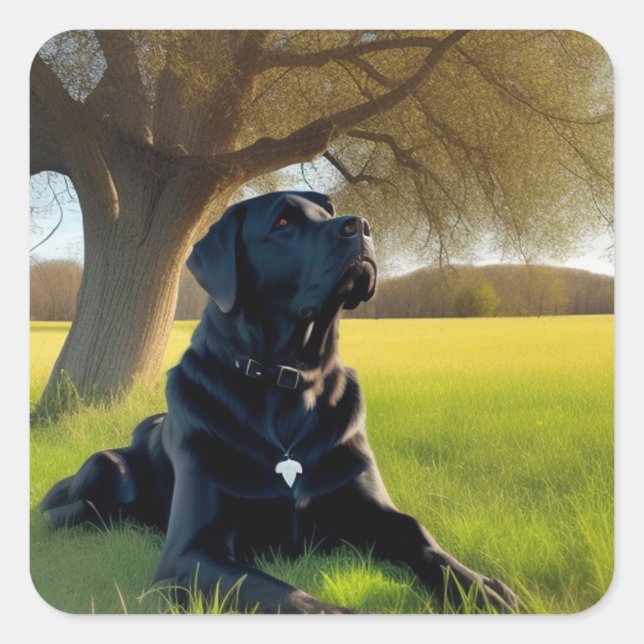 Black Labrador Retriever Square Sticker (Front)