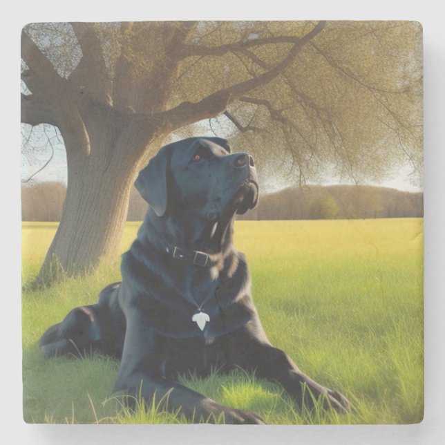 Black Labrador Retriever Stone Coaster (Front)