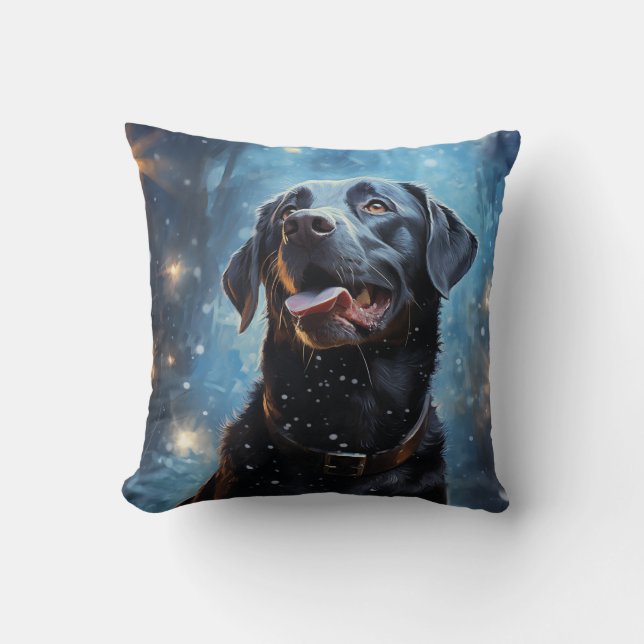 Black Labrador Retriever Throw Pillow (Front)