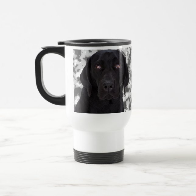 Black Labrador Retriever Travel Mug (Left)