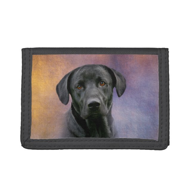 Black Labrador Retriever Trifold Wallet (Front)