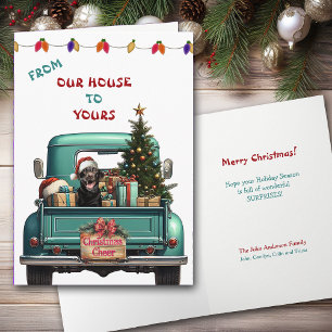 Black Labrador Retriever Truck Christmas Card