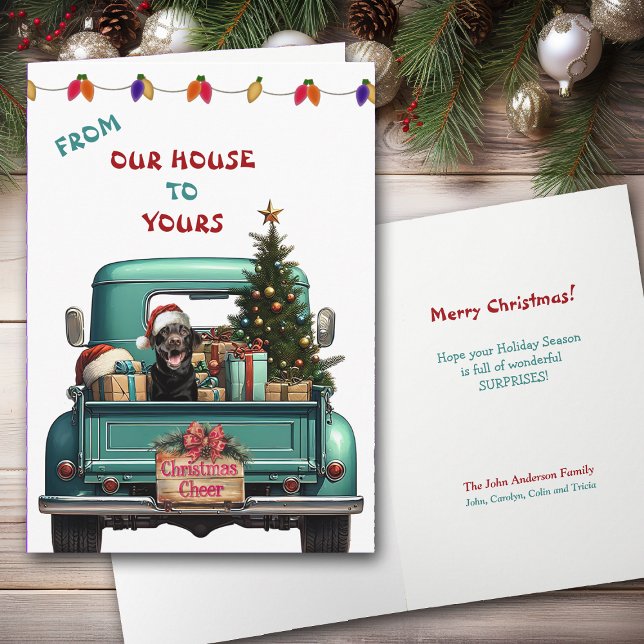 Black Labrador Retriever Truck Christmas Card (Creator Uploaded)
