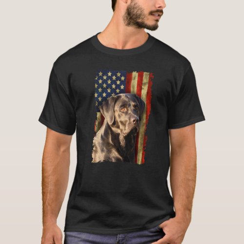 Black Labrador Retriever Usa Flag Black Lab T_Shirt