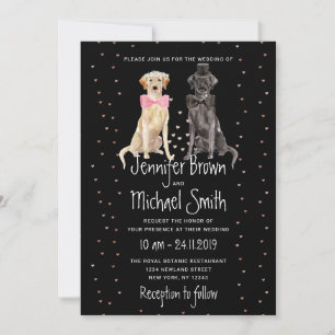 Black Labrador retriever valentines wedding Invitation