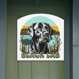 Black Labrador Retriever Vintage Text Door Sign