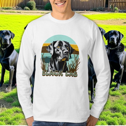 Black Labrador Retriever Vintage Text T_Shirt
