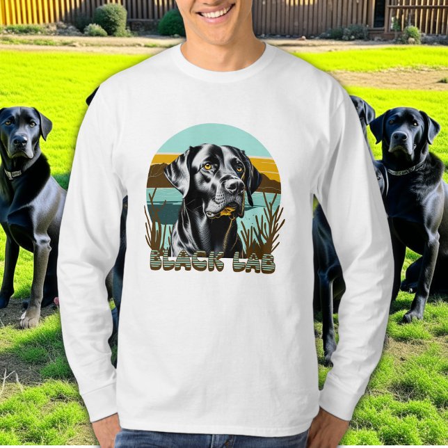 Black Labrador Retriever Vintage Text T-Shirt (Creator Uploaded)