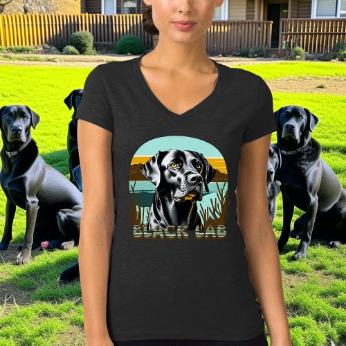Black Labrador Retriever Vintage Text T_Shirt