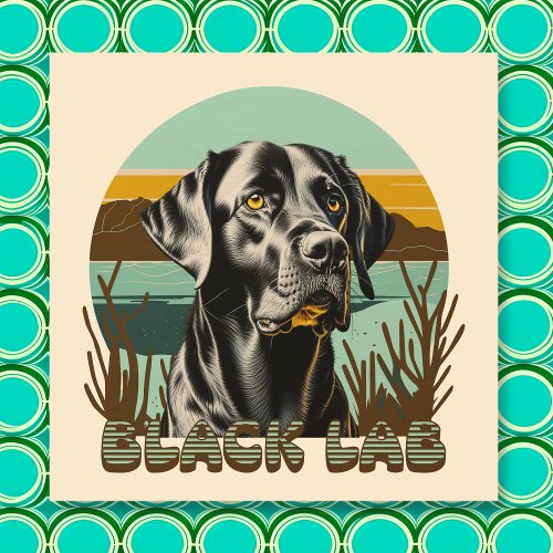 Black Labrador Retriever Vintage Text Wood Wall Art