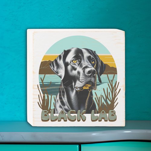 Black Labrador Retriever Vintage Text Wooden Box Sign