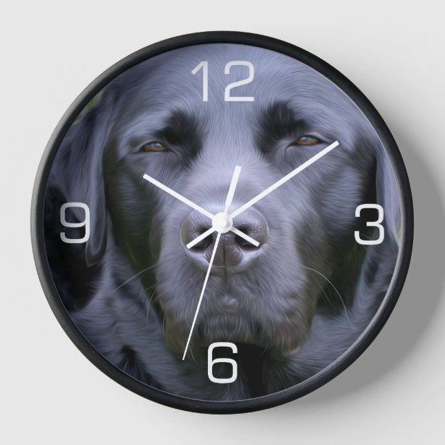 Black Labrador Retriever Wall Clock (Front)