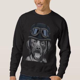 Black Labrador Retriever Wearing Vintage Motorcycl Sweatshirt