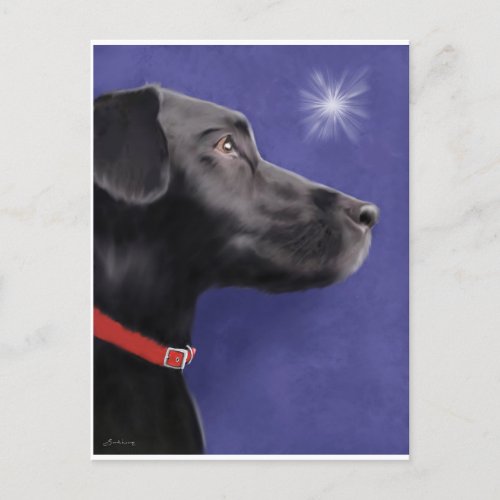 Black Labrador Retriever _ Wish Upon A Star Holiday Postcard