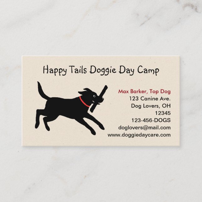 Black Labrador Retriever with Stick Business Card (Front)