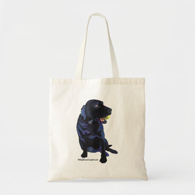 Black Labrador Retriever with Tennis Bal Tank Top Tote Bag (Front)