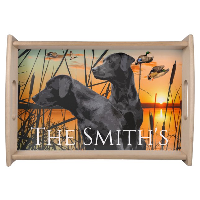 Black Labrador Retriever Wood Serving Tray (Front)