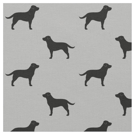 Black Labrador Retrievers Dog Silhouettes Pattern Fabric