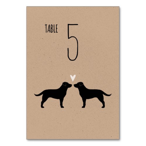 Black Labrador Retrievers Dogs Wedding Reception Table Number