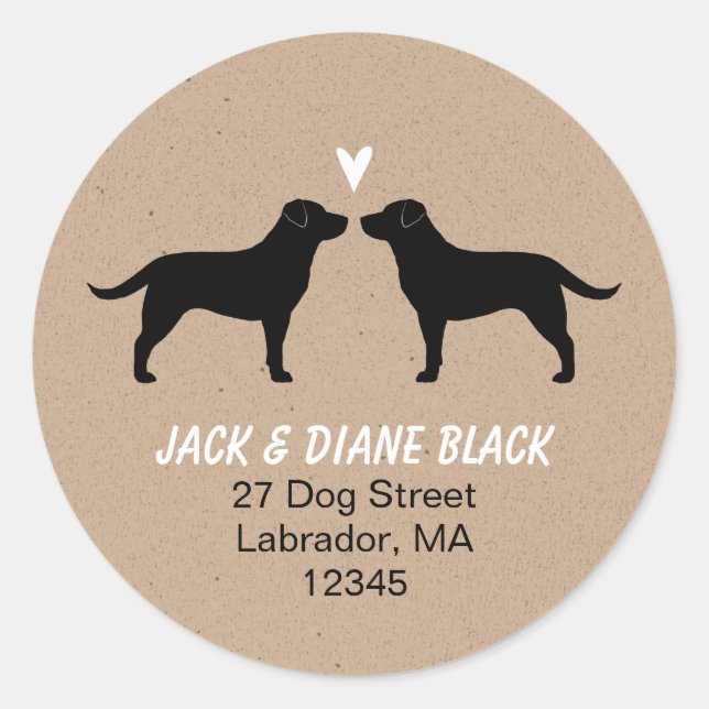 Black Labrador Retrievers Return Address Classic Round Sticker (Front)