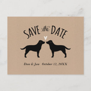 Black Labrador Retrievers Wedding Save the Date Announcement Postcard