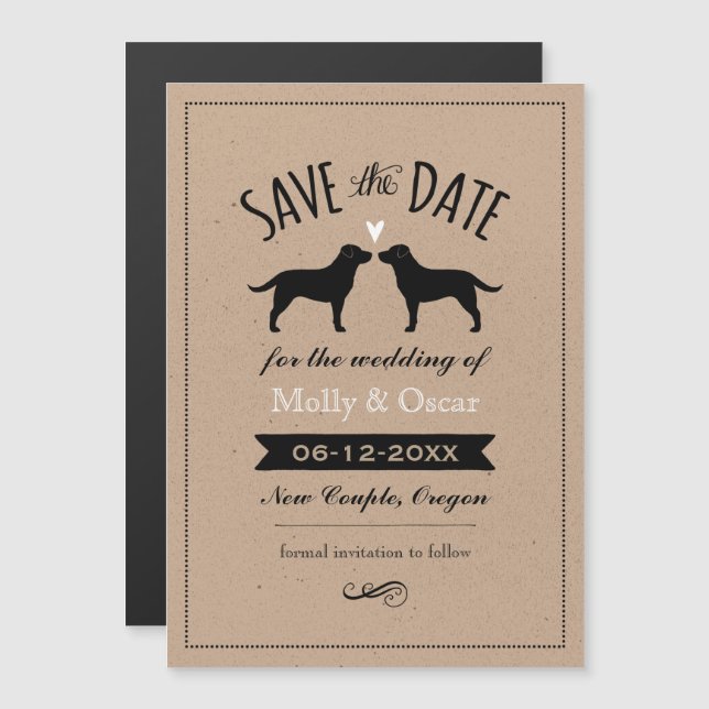 Black Labrador Retrievers Wedding Save the Date Magnetic Invitation (Front/Back)