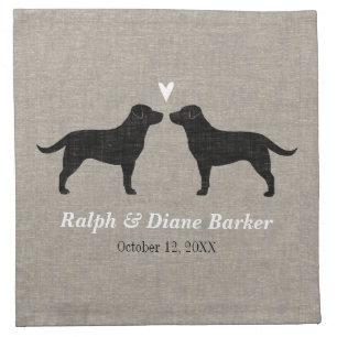 Black Labrador Retrievers Wedding with Custom Text Napkin