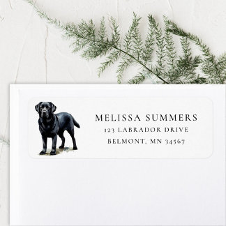 Black Labrador Return Address Label