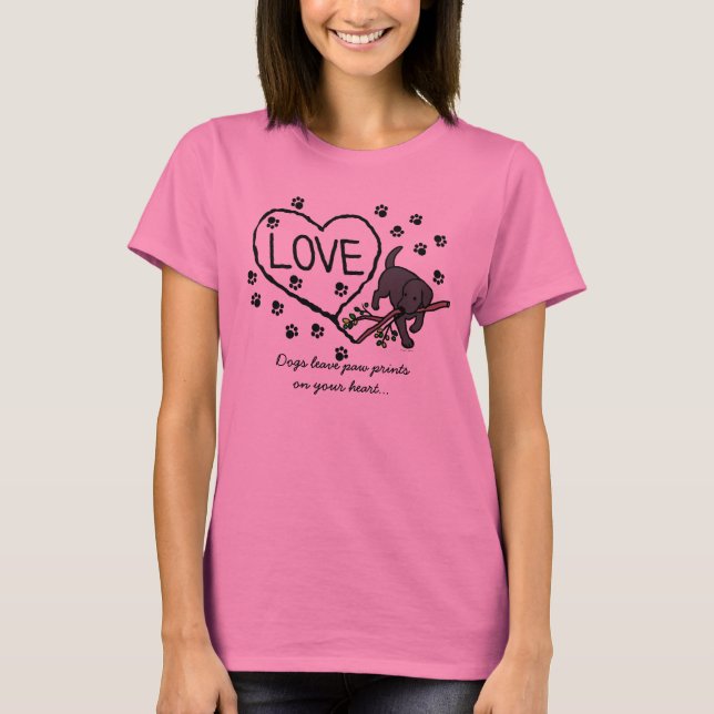 Black Labrador Sand Letters Cartoon T-Shirt (Front)