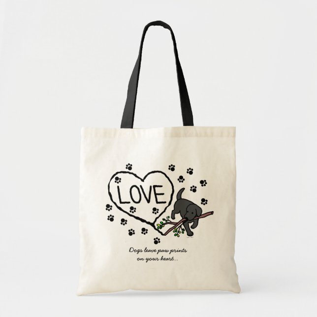 Black Labrador Sand Letters Cartoon Tote Bag (Front)