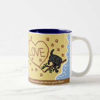 Black Labrador Sand Letters Cartoon Two-Tone Coffee Mug
