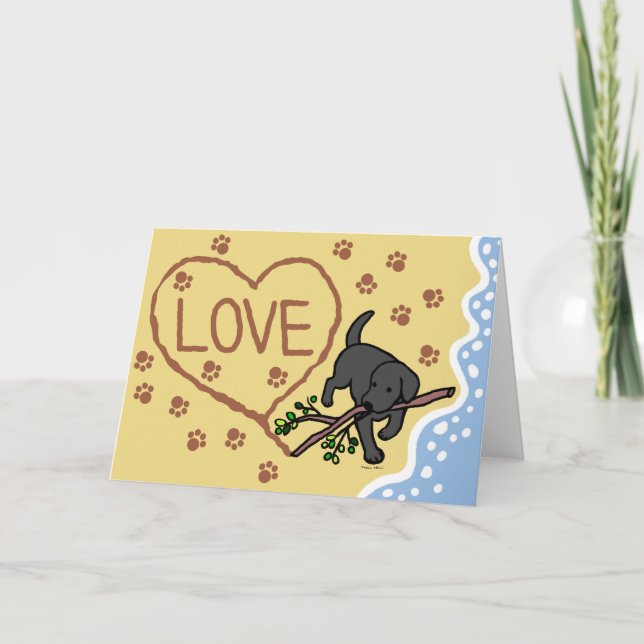 Black Labrador Sand Letters Greeting Cards (Front)