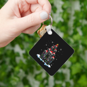 Black Labrador Santa Christmas Tree Lights Xmas Do Keychain