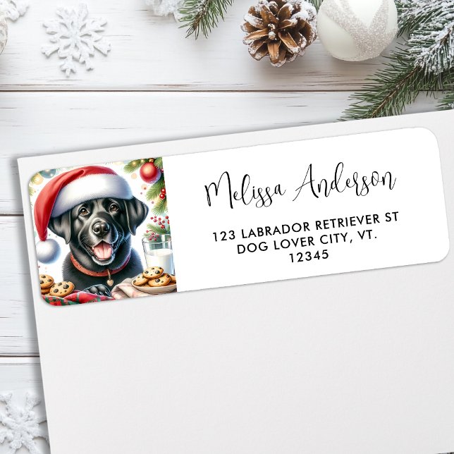 Black Labrador Santa Dog Christmas Return Address Label (Creator Uploaded)