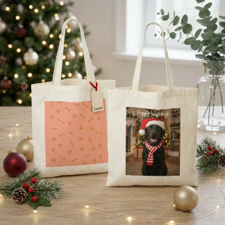 Black Labrador Santa Hat Happy Howlidays Tote Bag